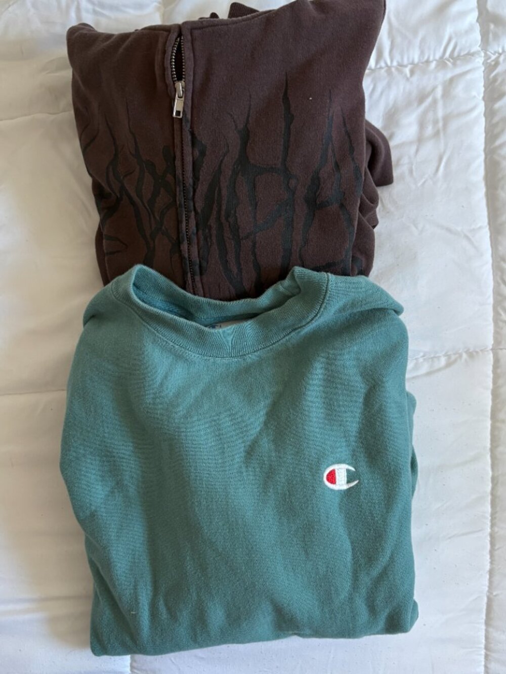 Champion and Divided Sweatshirt Zip Up Hoodie Bundle Brown Green Sporty Medium